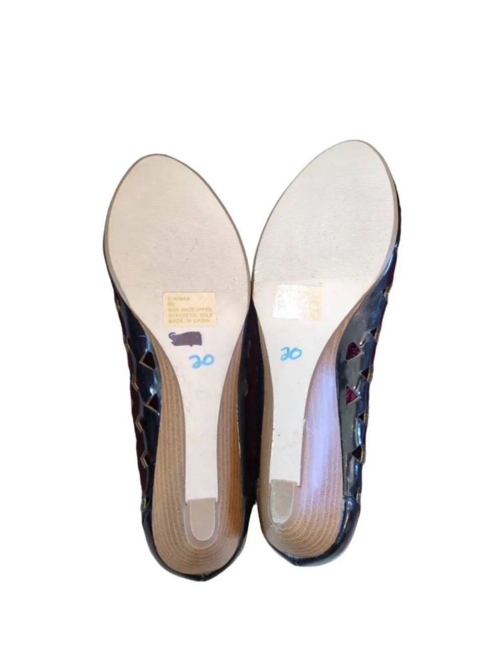 Steve Madden Women's Nina Faux Patent Leather Cutout Wedge Heel Peep Toe 8.5